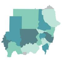 Sudan map. Map of Sudan in administrative states regions in multicolor vector