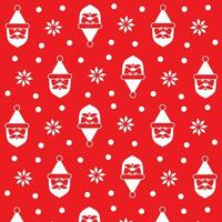 Christmas seasonal pattern design hand drawn Santa Claus pattern with snowflakes on red background vector