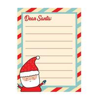 Kids Template for Christmas Letter to Santa Claus Christmas Tree Character Illustration Vector and Santa Claus on a Decorated Paper Sheet