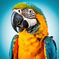 AI generated Isolated parrot on white, a vibrant display of tropical beauty photo