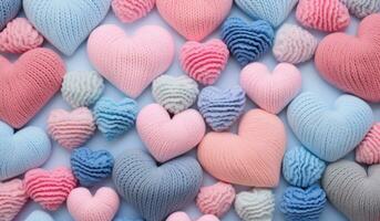 AI generated colorful heart knits arranged together photo