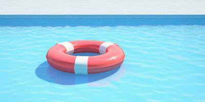 AI generated life preserver floating next to blue water pool photo