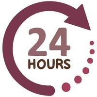 24 hours service icon in flat style vector illustration