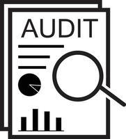 auditoría icono. auditor reporte signo. contabilidad y teneduría de libros símbolo. garantía Servicio logo. anual reporte y financiero declaraciones. plano estilo. vector