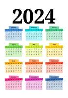 Calendar for 2024 isolated on a white background vector