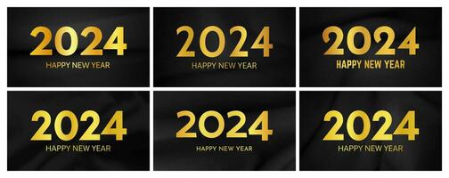 2024 Happy New Year on dark silk background vector