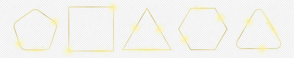 Gold glowing different geometric shape frame vector