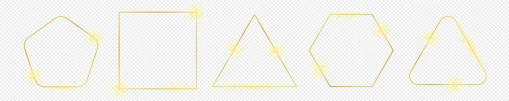 Gold glowing different geometric shape frame vector