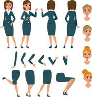 Female Character illustration with separate body parts vector