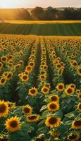 AI generated Fields of Sunshine Capturing the Radiance of Sunflower Blooms photo