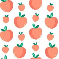 Seamless pattern with juicy abstract peaches. Simple fruit print. Vector graphics.