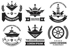 Ocean liner and water travel logo in vintage style vector