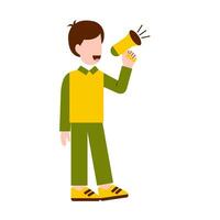 Character Of Boy Holding Megaphone vector