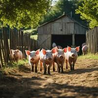 AI generated Piggy Paradise A Rustic Tapestry of Farm Life photo