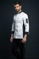 ai generado profesional cocinero en Cocinando uniforme foto