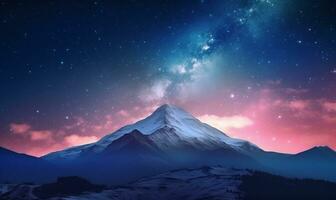 AI generated Milky way stars over mountains photo