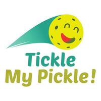 Funny cartoon character  of pickleball with words vector