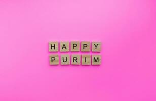 March 7-8, Purim, a minimalistic banner with an inscription in wooden letters photo