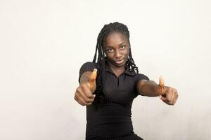 beautiful black African lady with a thumbs up photo