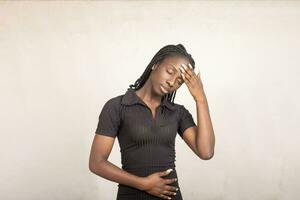 black young African lady feeling stressed out photo