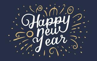 happy new year vector lettering isolated design