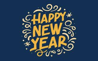 Happy New Year Vector script lettering illustration