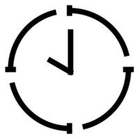 reloj icono en plano estilo con períodos de hora y reloj mano. icono para hora administración a controlar períodos de hora a trabajar. utilizar píxel Perfecto hora icono en web sitio diseño, presentación, aplicación, ui pista vector