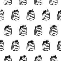 Hand drawn notebook seamless pattern. Doodle outline pattern with notebook. Scribble notebook wrapper, wallpaper for school design, textiles, decoration, freelance. Adult, kids notebook coloring page vector