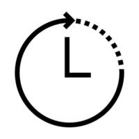 Clock gyre arrow icon in line style, clock hand. Clock gyre arrow icon for time tracking at work. Use pixel perfect line gyre arrow icon on web site design, presentation, app, UI. Cycle line art logo vector