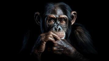 ai generado realidad foto aburrimiento mono primate animal chimpancé