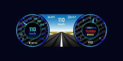 Full Car speedometer with illumination and display vector