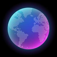 Blue and Pink tech world hexagons world map futuristic background. Abstract vector Science and technology