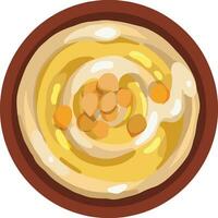 Top View Hummus. Middle Eastern Food Illustrator Vector. vector