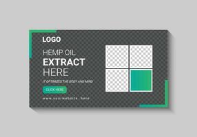 cbd natural hemp oil social media banner vector