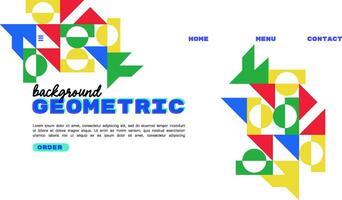 Background geometric abstract landing page design. vector simple composition in Bauhaus style template