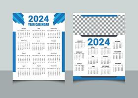 Upcoming 2024 One-page wall calendar two similar design template vector, 2024 one-page wall calendar design set vector