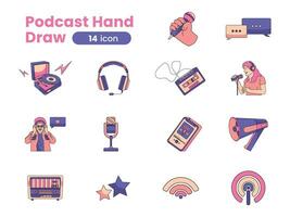 podcast mano dibujar vector