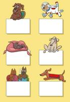 cartoon dogs and puppies with blank cards design set vector