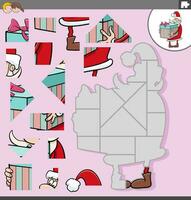 jigsaw puzzle with cartoon Santa Claus with present vector