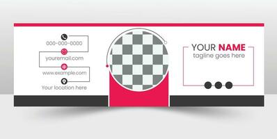 company footer design template for business. Email signature template design with pink color. pro vector. vector