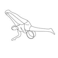 mujer con yoga rueda ilustración vector mano dibujado aislado en blanco antecedentes