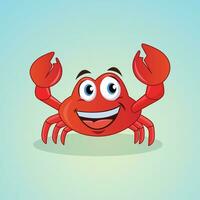 Cute cartoon red crab character, Vector illustration for your design.