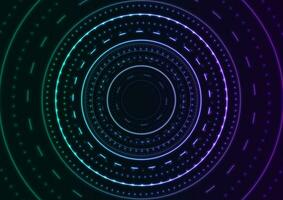 Glowing neon abstract futuristic background with round dotted lines vector