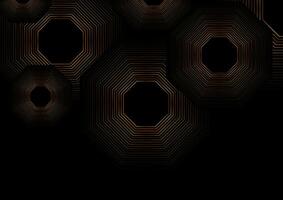 Deluxe golden minimal linear octagons abstract futuristic tech background vector