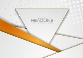 Golden grey abstract corporate background with triangle and stripes vector