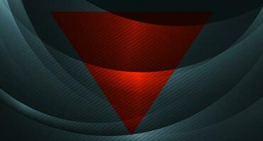 Abstract wavy shiny background with lines and red triangle vector