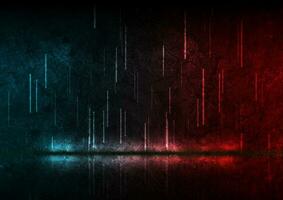 Abstract neon laser rain on dark red blue grunge background vector