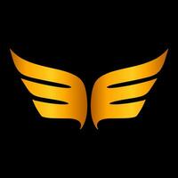 Wings logo gold vector illustration.