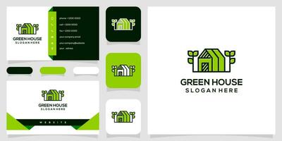 greenhouse logo, business card and business card template vector