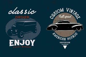 Car T-shirt Designs Bundle. American Classic cars t-shirt vector graphic.